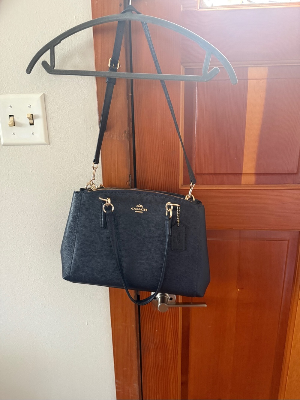Coach Leather Satchel Handbag – Navy Blue